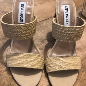 Steve Madden open toe raffia heels